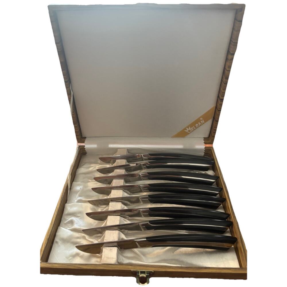 Black Handle Steak Knife Set - 6 Pair